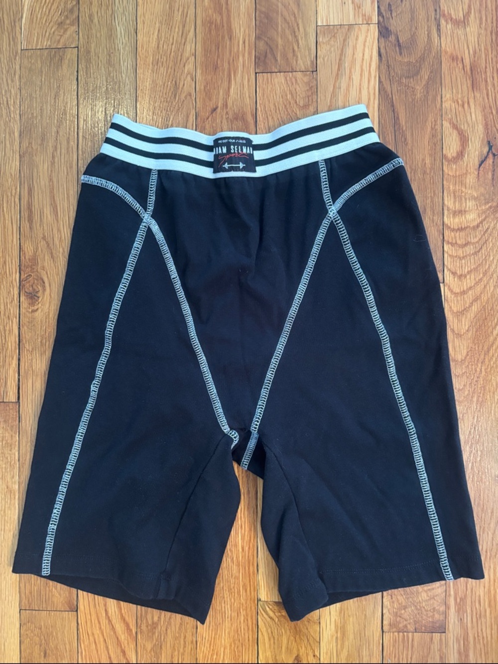 Men's Black Athletic Compression Shorts with Striped Waistband
